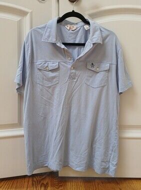 Original Penguin Men's Light Blue Polo Shirt with Chest Pockets